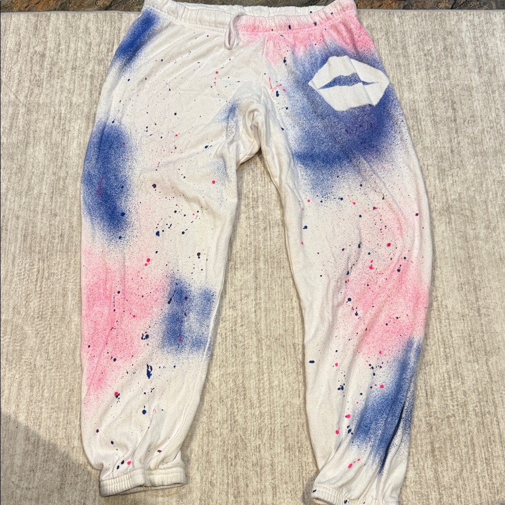 Women’s splattered and spray painted sweatpants